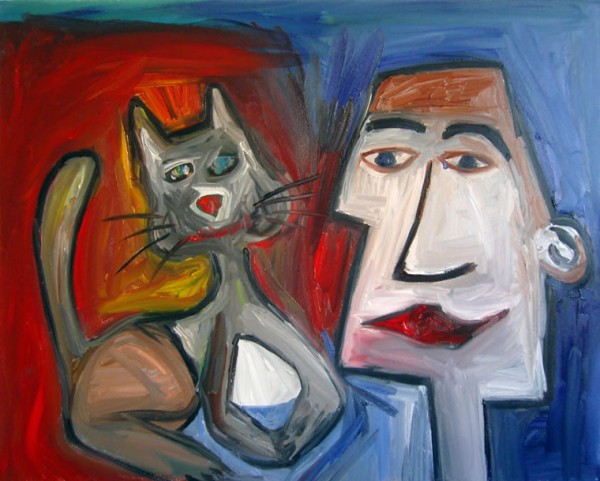 cat and man